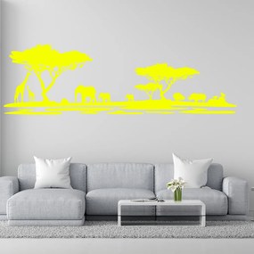 Veselá Stena Samolepka na stenu na stenu Africké safari Farba: žltá, Veľkosť: 100 x 32 cm