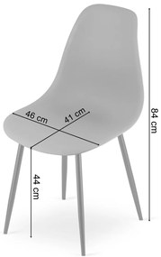 Súprava 4 ks bridlicovo sivých stoličiek OSAKA s čiernymi nohami