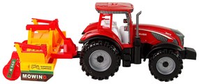 Lean Toys Červený traktor s oranžovým kultivátorom