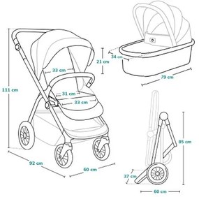 Lionelo - Kombinovaný kočík 3v1 BIANKA Grey Stone