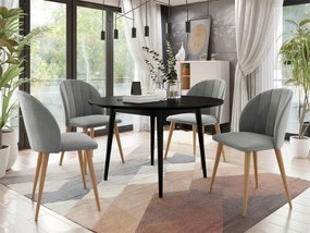 Okrúhly stôl Botiler FI 100 so 4 stoličkami ST100 04, Farby: natura, Farby: čierny, Potah: Magic Velvet 2217