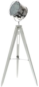 Dekorstudio Podlahová lampa TRIPOD na bielej trojnožke s chrómovaným tienidlom 153cm