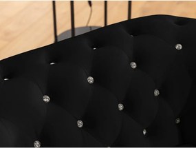 Čierna zamatová rozkladacia rohová pohovka (ľavý roh/do L) York Blik – Ropez