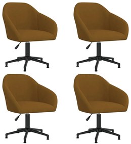 Otočné jedálenské stoličky 4 ks hnedé zamatové 3089680