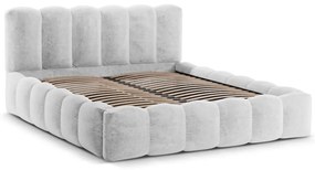 Svetlosivá čalúnená dvojlôžková posteľ s úložným priestorom a roštom 160x200 cm Lupine – Micadoni Home