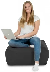Plyšová taburetka kocka sivá