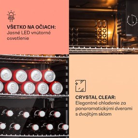 Klarstein Beersafe XXL, chladnička, 80 l, 3 police, energet. trieda E, panoramatické sklenené dvierka