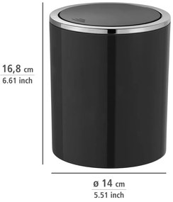 Čierny odpadkový kôš Wenko Inca, 2 l