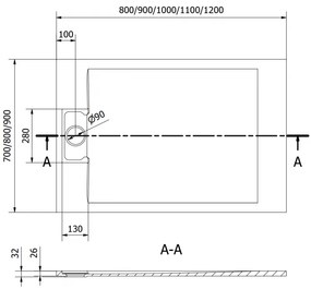 Mexen Otto, SMC obdĺžniková sprchová vanička 100 x 80 cm, čierna, 4N708010