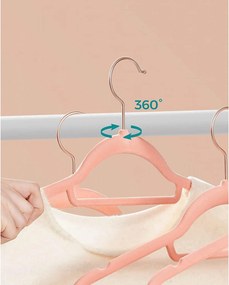 Protišmykové zamatové vešiaky s organizérom na kravaty, 50 ks, rosé gold