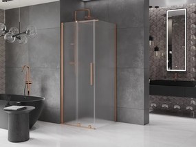 Mexen Velar, sprchový kút s posuvnými dverami 120 x 120 cm, 8mm sklo námraza, medená matná, 871-120-120-31-65