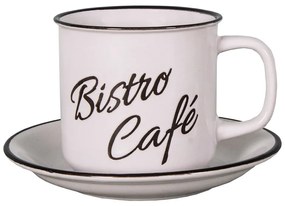 Biela kameninová šálka s tanierikom Antic Line Bistro - Café