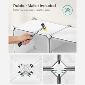 8-priehradkový modulárny úložný organizér, plastová skrinka na topánky, biela