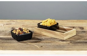 Čierne keramické servírovacie misy v súprave 2 ks s podnosom Elo - Wenko