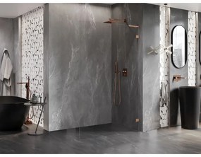 Mexen, Mexen Lunar L sprchová stena pravá 70 x 200 cm, priehľadná 8 mm, brúsená meď - 830L-070-000-65-00-P