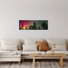 Obraz polárna žiara (s hodinami) (90x30 cm)