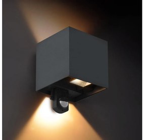 Brilagi - LED vonkajšie nástenné svietidlo s čidlom CUBE LED/6W/230V antracit WO-HR60432S-LED-OEM-ANT