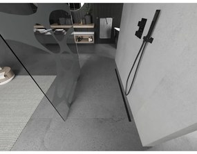 Mexen Kioto, priechodná sprchová zástena 110 x 200 cm, 8mm sklo číre/biely vzor, 2x čierna stabilizačná rozpera, 800-110-002-70-97