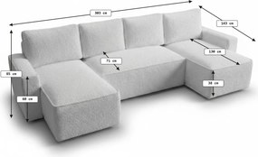AKCE Rozkladacia sedacia súprava do U SMART BOUCLE 303x143 cm, tmavo béžová II. akosť