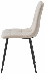 Jedálenská stolička KARA zamatová béžová / čierne nohy
