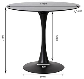 Schickeria jedálenský stôl čierny Ø110 cm