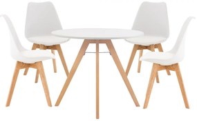 Design-Shop Jedálenska súprava stoličiek a stola Livik (SET 4+1), biela