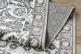 Behúň MATEO 8037/944 ramka, kvety - štrukturálny sivý / béžový