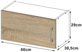 Kuchynská závesná skrinka W 60cm Artus biela/sonoma