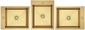 Erga HD, 1-komorový oceľový drez 400x500x210 mm, zlatá matná, ERG-MLS-HD4050G