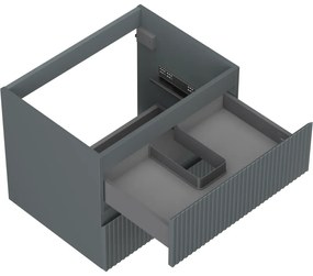 Mexen Rivel, kúpeľňová skrinka 60 cm, 2 zásuvky, drážkovaná, grafitová matná, 91A20-06047-2-BFF66