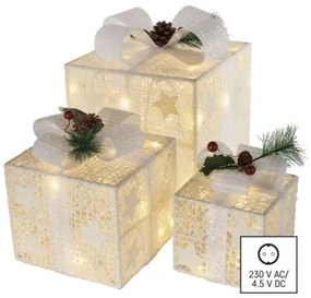 LED dárky s ozdobou Gift teplá bílá