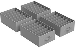 Skladací organizér, súprava 4 ks boxov, sivé