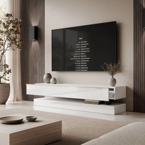 TV STOLIK SALLE BIELY LESK + ZLATÉ ÚCHYTKY 140 cm
