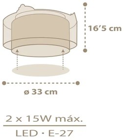 Dalber 76876 - Detské stropné svietidlo BABY CHICK 2xE27/15W/230V