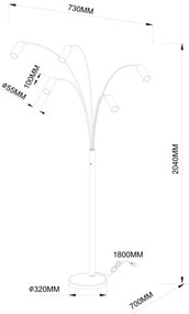 Globo 57910-5SSA - Stojacia lampa ROBBY 5xGU10/35W/230V