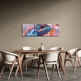 Obraz - Sfarbený chameleón (s hodinami) (90x30 cm)