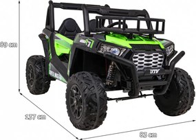 Ramiz Buggy UTV Off-roader pre deti Zelená + diaľkové ovládanie + nosič batožiny + pomalý štart + EVA + MP3 LED