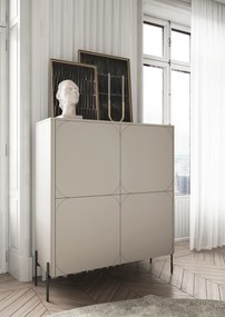 Vysoká komoda Sonatia 120 cm s dvoma dverami a dvoma skrytými zásuvkami - kasmír