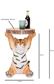 Animal príručný stolík tiger hnedý Ø35 cm