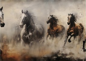 Sklenený obraz - Olejomaľba koní (70x50 cm)