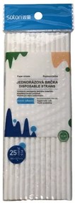 Huajie Jednorazové papierové nápojové slamky - 25 ks - biela