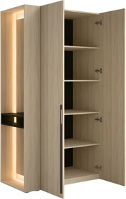 DVOJDVEROVÁ ŠATNÍKOVÁ SKRIŇA GLENN DUB BARISTA + REGÁL + ZRKADLO + LED 110 cm