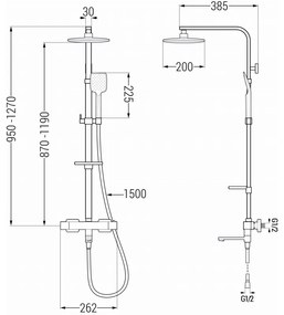 Mexen CQ62, sprchový set s termostatickou batériou Cube, čierna matná, 779106295-70