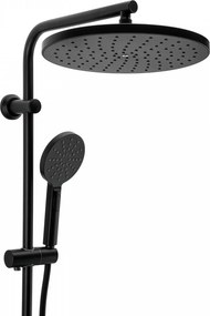 Erga Dubaj, sprchový set s termostatickou batériou a hlavovou sprchou 30 cm, čierna matná, ERG-YKA-BP.DUBAJ-THERM-30-BLK