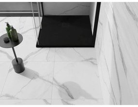 Mexen Stone+, štvorcová vanička z minerálneho kompozitu 100 x 100 cm, čierna, čierna krytka, 44701010-B