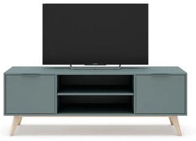 Zelenosivý TV stolík 140x53 cm Pisco – Marckeric