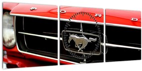 Obraz - Detail červeného auta (s hodinami) (90x30 cm)