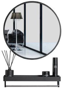 PreHouse Čierne zrkadlo s poličkou, 80 cm