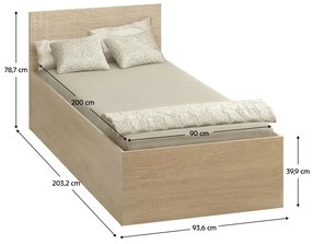 Jednolôžková posteľ 90 cm Discutibles (dub sonoma) (s roštom) (s úl. priestorom). Vlastná spoľahlivá doprava až k Vám domov. 1116312
