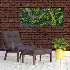 Obraz - Lesná krajina s riekou (120x50 cm)